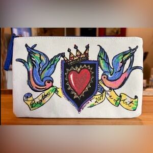 NEWw Brighton 2019 Multicolor Love of Art Canvas Zip Top Pouch/Bag